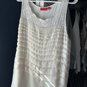 Elle Cream Sleeveless Blouse with Textured Layers